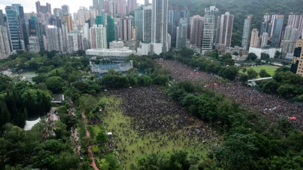 The August 18, 2019, demonstration was one of the largest gatherings during the height of the city's democracy protests