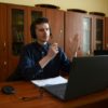 Twice a week, Nazar Danchyshyn flips open his laptop for online classes to help fellow countrymen perfect their Ukrainian speaking skills