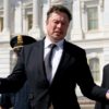 Tech tycoon Elon Musk departs following a meeting in the office of US House Speaker Kevin McCarthy at the US Capitol in Washington, DC