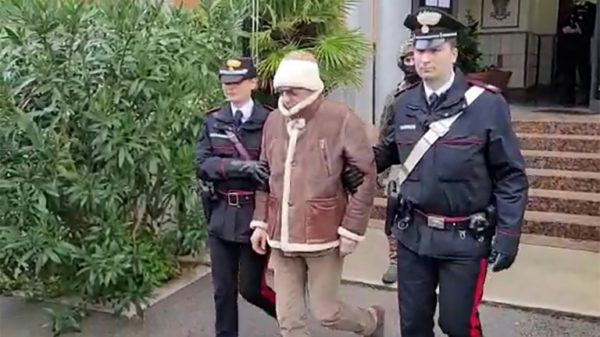 Sicilian mafia boss Matteo Messina Denaro (C) was arrested in January 2023