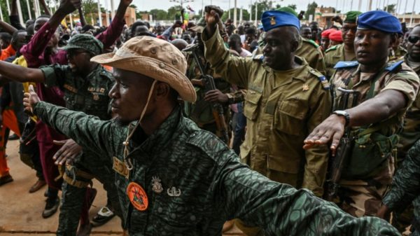The coup leaders were acclaimed by thousands of supporters at a stadium in Niamey on Sunday
