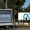 A mobile billboard, deployed by activist group Accountable Tech, is seen outside the Meta headquarter on January 17, 2023 in Menlo Park, California