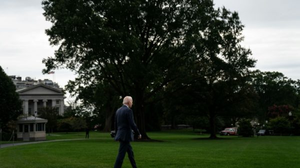 US President Joe Biden departs the White House en route for New York